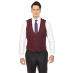 Men's Burgundy Double Breasted Vest Set - Cruz Adjustable Wedding Waistcoat with Bow Tie, Necktie & Pocket Square, Sizes 36-54 | Ferrecci