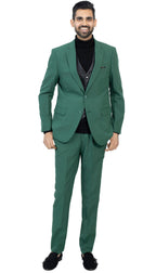 Paul Lorenzo Men's Hunter Green Slim Fit 2-Piece Suit - Notch Lapel, Flat Front Pants