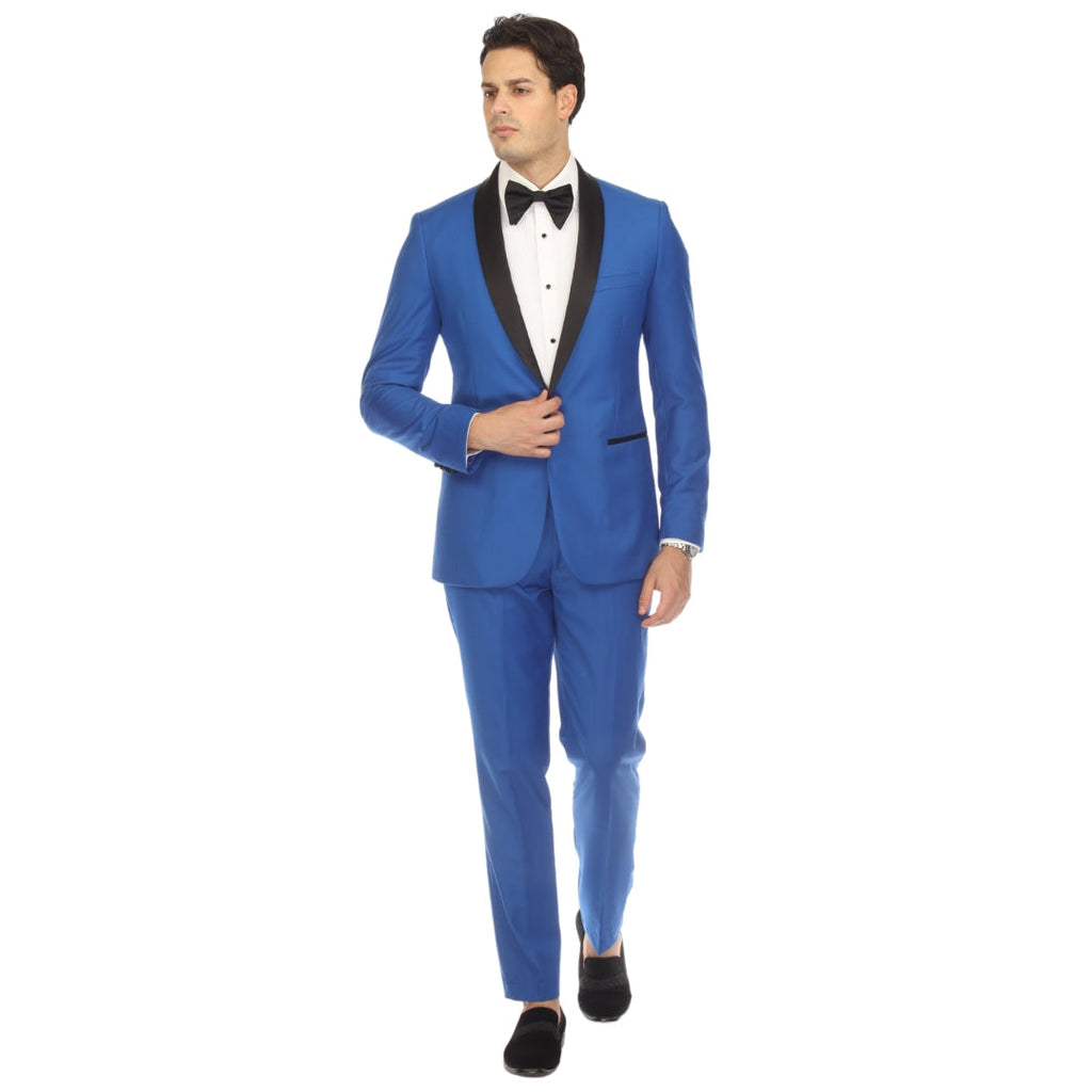 Ferrecci Men's Reno Royal Blue Slim Fit Shawl Lapel 2 Piece Tuxedo Suit Set