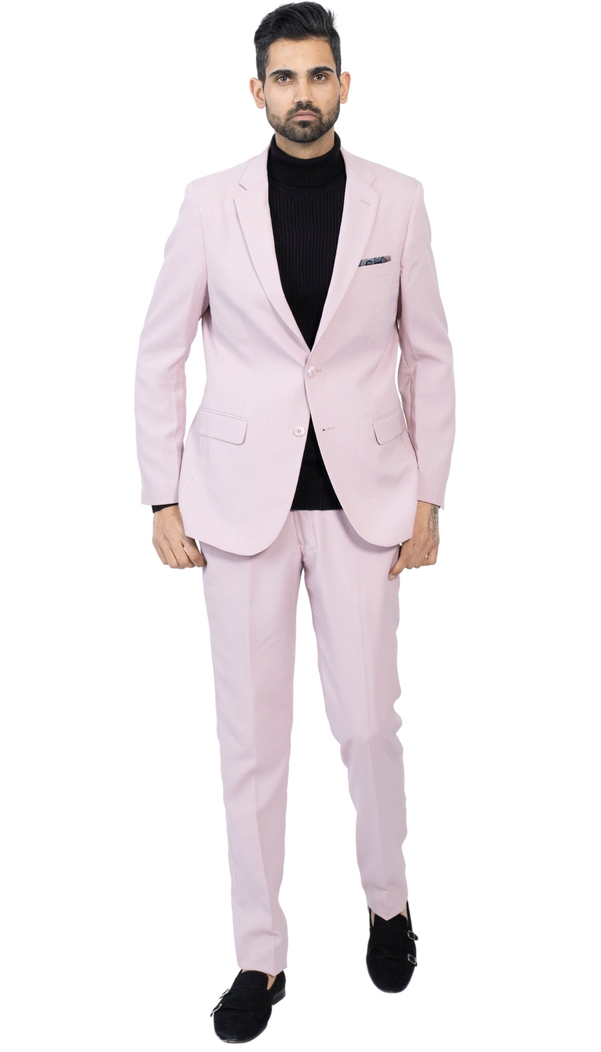 Paul Lorenzo Men's Pale Mauve Slim Fit 2-Piece Suit - Notch Lapel, Flat Front Pants