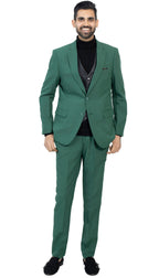 MM101 Men's Hunter Green Slim Fit 2 Piece Suit Set