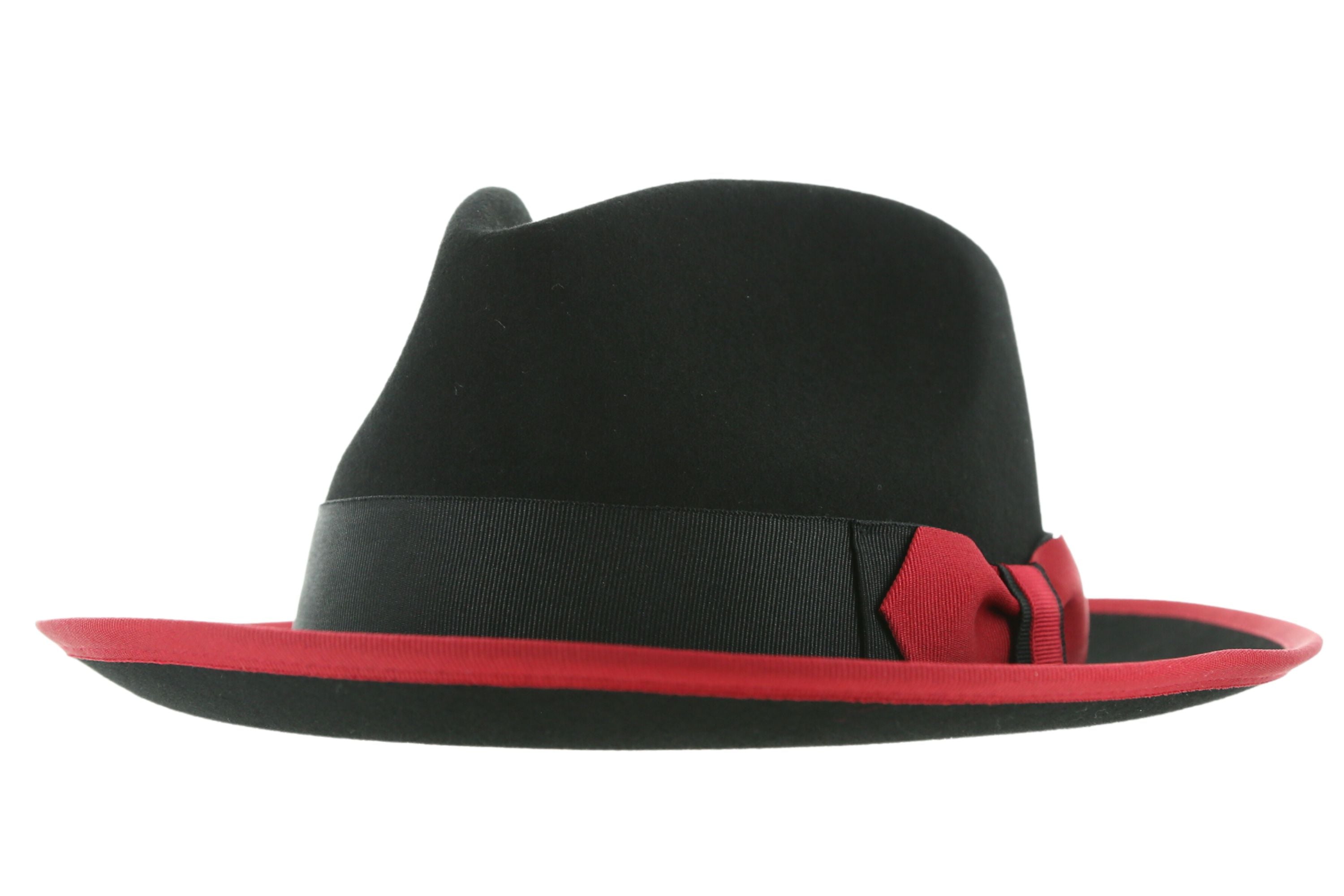 Ferrecci Jacob Trilby Soft 100% Australian Wool Felt Body With Removable Feather Red Black Hat Great for Travel