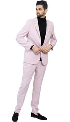 Paul Lorenzo Men's Pale Mauve Slim Fit 2-Piece Suit - Notch Lapel, Flat Front Pants