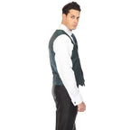 Men's Hunter Green Double Breasted Vest Set - Cruz Adjustable Wedding Waistcoat with Bow Tie, Necktie & Pocket Square, Sizes 36-54 | Ferrecci