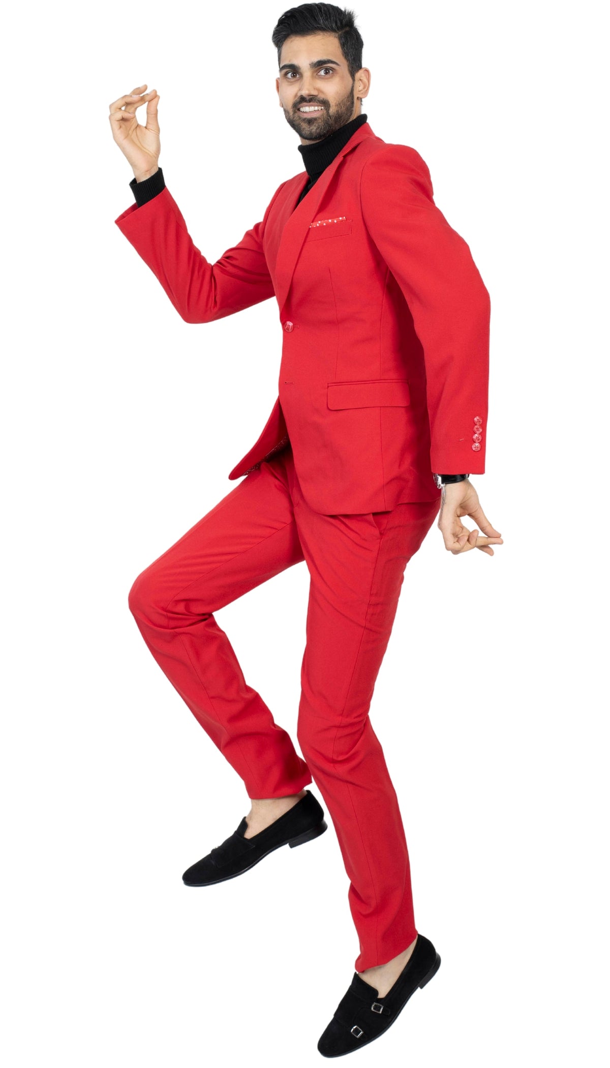 Paul Lorenzo Men's Red Slim Fit 2-Piece Suit - Notch Lapel, Flat Front Pants