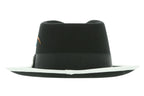 Ferrecci Jacob Trilby Soft 100% Australian Wool Felt Body With Removable Feather  Black White Hat Great for Travel