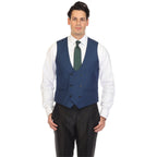 Men's Indigo Double Breasted Vest Set - Cruz Adjustable Wedding Waistcoat with Bow Tie, Necktie & Pocket Square, Sizes 36-54 | Ferrecci