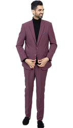 Paul Lorenzo Men's Burgundy Slim Fit 2-Piece Suit - Notch Lapel, Flat Front Pants