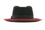 Ferrecci Jacob Trilby Soft 100% Australian Wool Felt Body With Removable Feather Red Black Hat Great for Travel