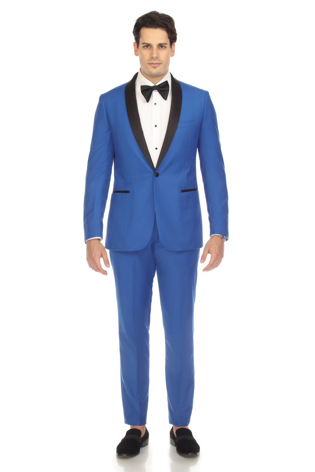 Ferrecci Men's Reno Royal Blue Slim Fit Shawl Lapel 2 Piece Tuxedo Suit Set