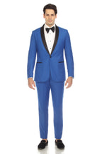 Ferrecci Men's Reno Royal Blue Slim Fit Shawl Lapel 2 Piece Tuxedo Suit Set