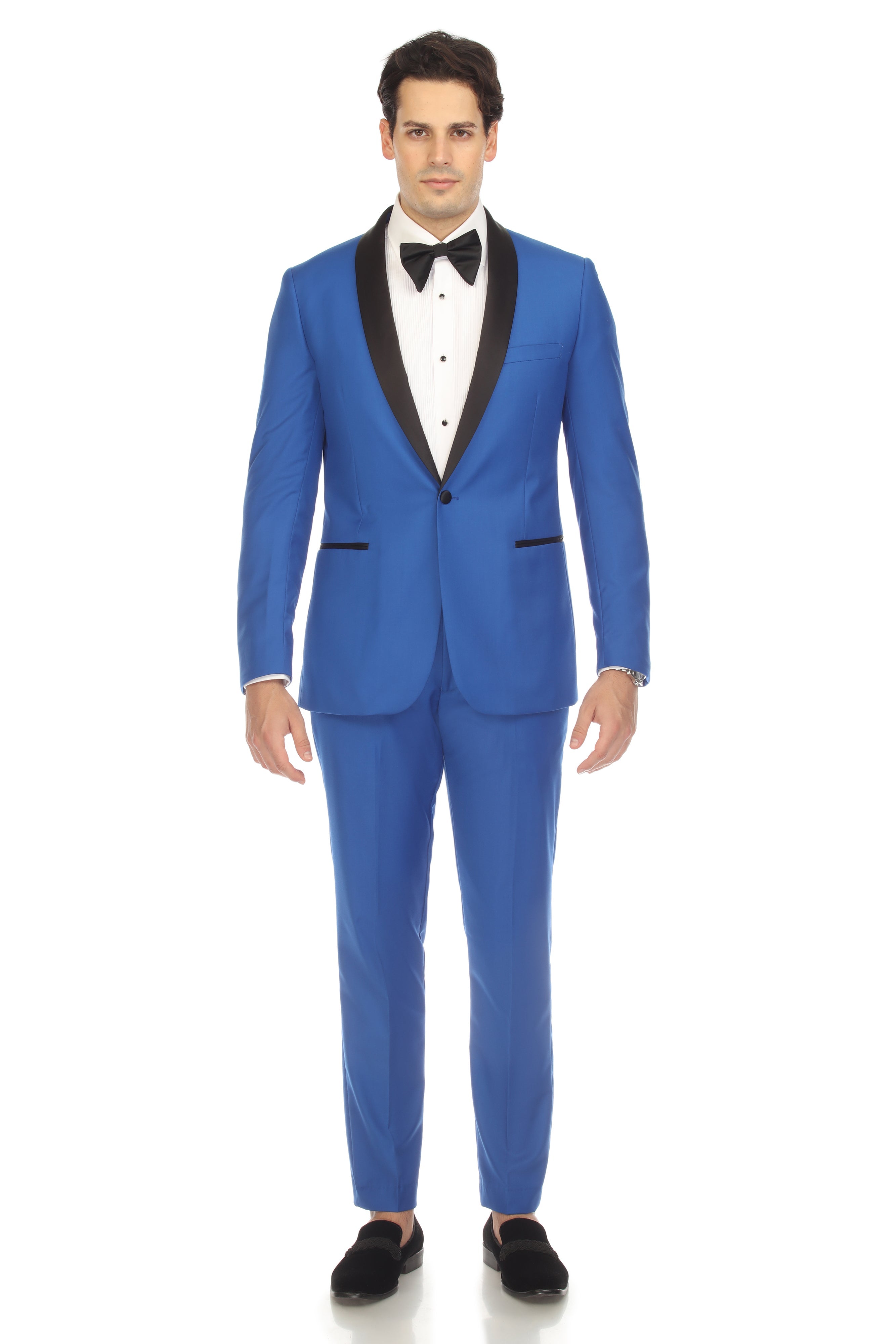 Ferrecci Men's Reno Royal Blue Slim Fit Shawl Lapel 2 Piece Tuxedo Suit Set