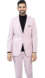 Paul Lorenzo Men's Pale Mauve Slim Fit 2-Piece Suit - Notch Lapel, Flat Front Pants