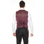 Men's Burgundy Double Breasted Vest Set - Cruz Adjustable Wedding Waistcoat with Bow Tie, Necktie & Pocket Square, Sizes 36-54 | Ferrecci