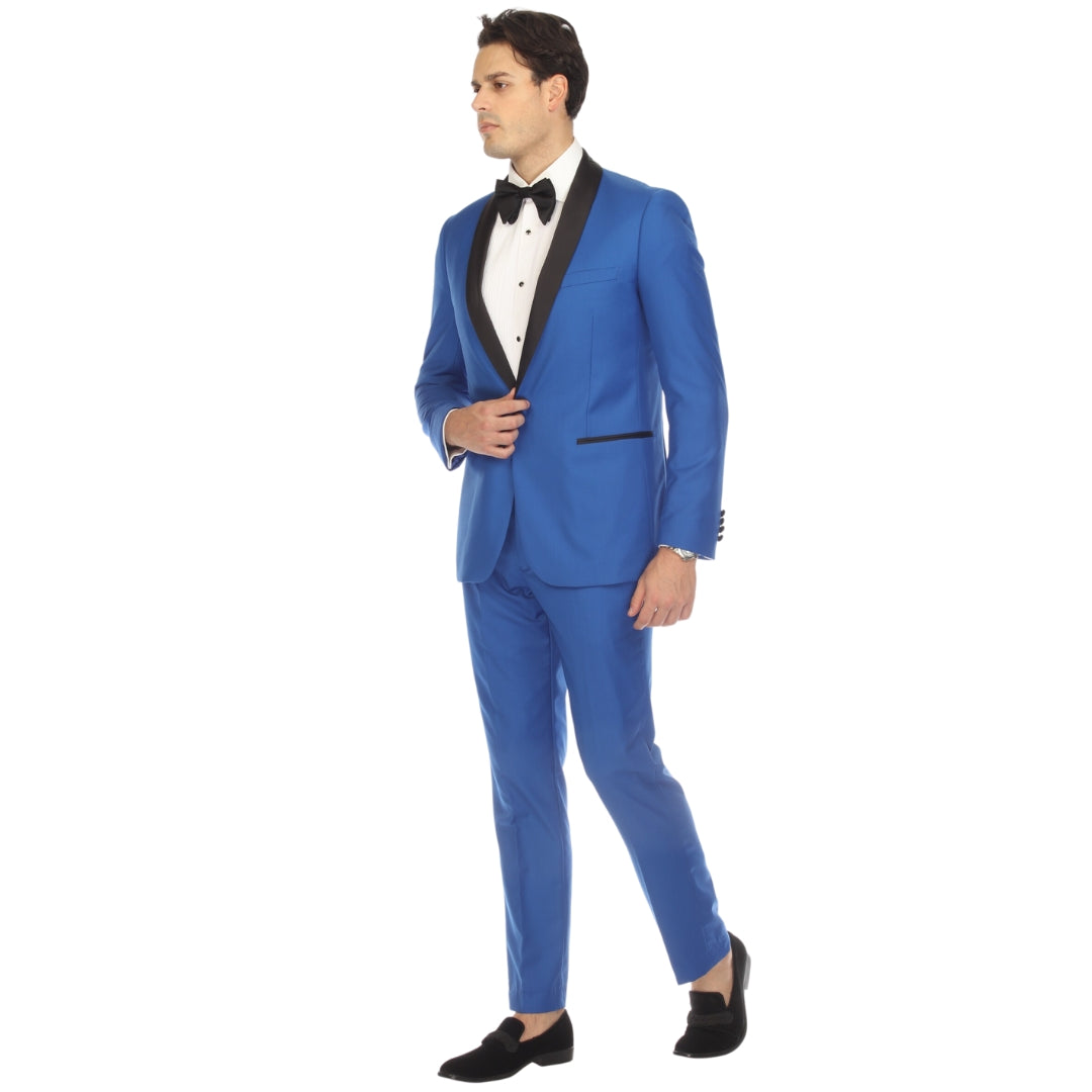 Ferrecci Men's Reno Royal Blue Slim Fit Shawl Lapel 2 Piece Tuxedo Suit Set