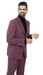 Paul Lorenzo Men's Burgundy Slim Fit 2-Piece Suit - Notch Lapel, Flat Front Pants