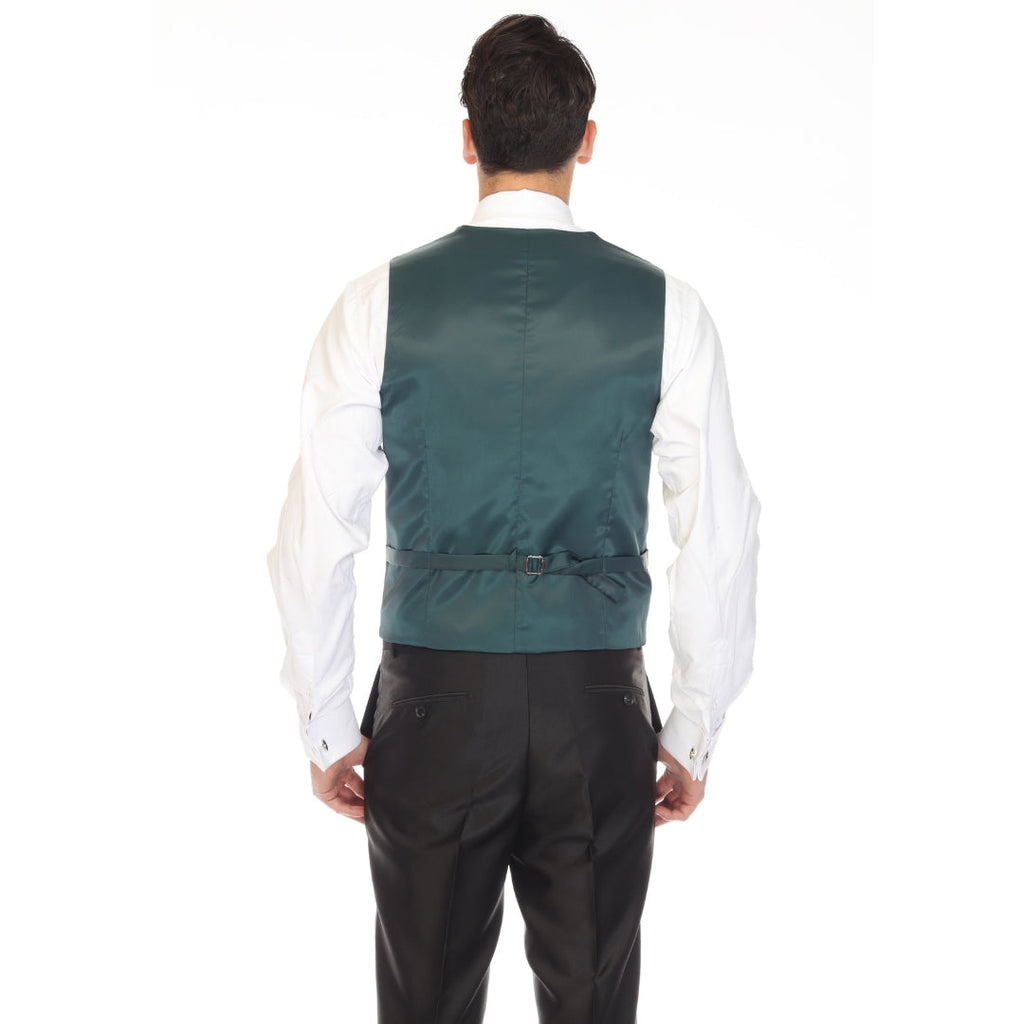 Men's Hunter Green Double Breasted Vest Set - Cruz Adjustable Wedding Waistcoat with Bow Tie, Necktie & Pocket Square, Sizes 36-54 | Ferrecci