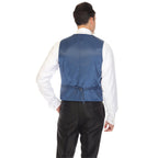 Men's Indigo Double Breasted Vest Set - Cruz Adjustable Wedding Waistcoat with Bow Tie, Necktie & Pocket Square, Sizes 36-54 | Ferrecci