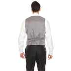 Men's Grey Double Breasted Vest Set - Cruz Adjustable Wedding Waistcoat with Bow Tie, Necktie & Pocket Square, Sizes 36-54 | Ferrecci
