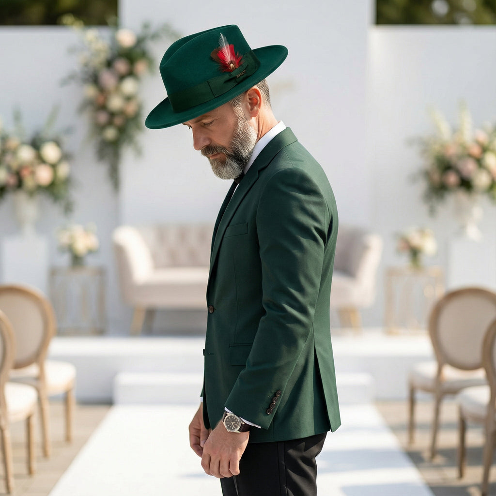 Crushable Hunter Green 100% Australian Wool Fedora Hat