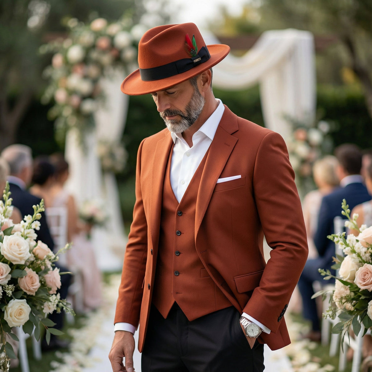 Rust Crushable Wool Felt Fedora Hat for Men – 100% Australian Wool