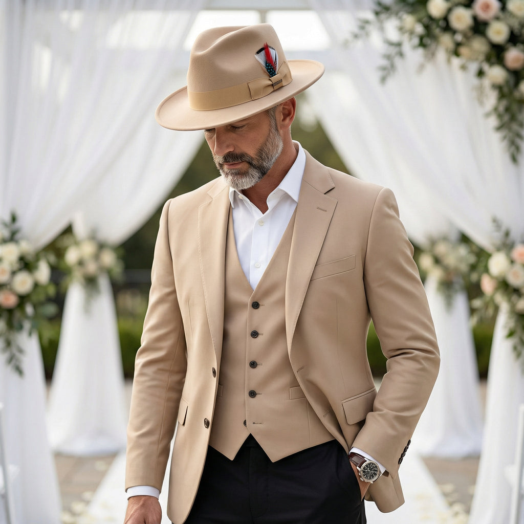 Tan Crushable Wool Felt Fedora Hat for Men – 100% Australian Wool