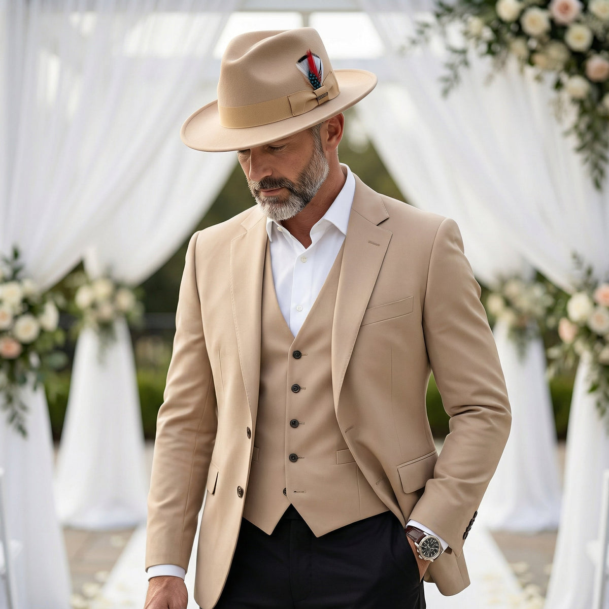 Tan Crushable Wool Felt Fedora Hat for Men – 100% Australian Wool