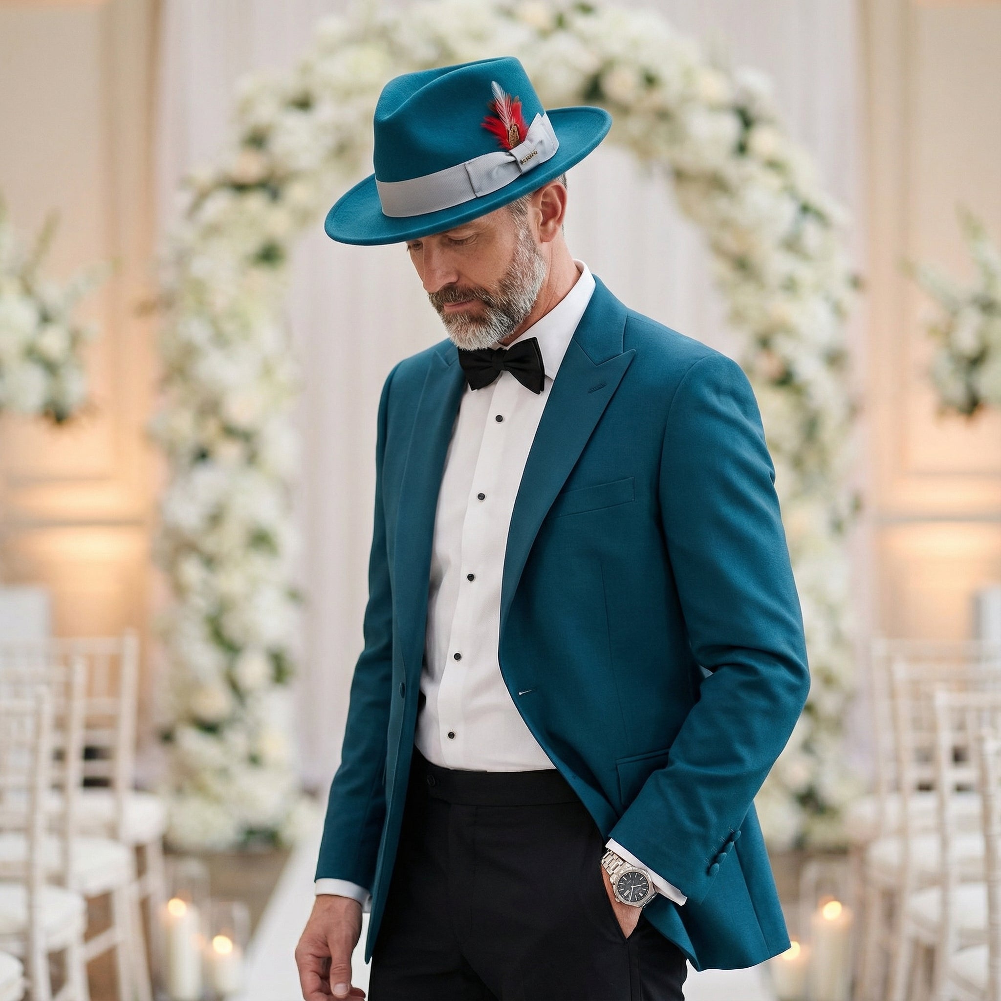 Crushable Acid Blue 100% Australian Wool Fedora Hat