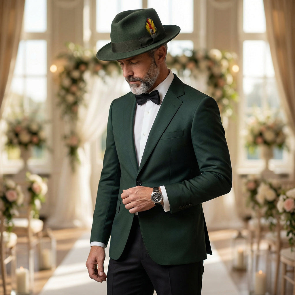 Olive Green Crushable Wool Felt Fedora Hat for Men – 100% Australian Wool