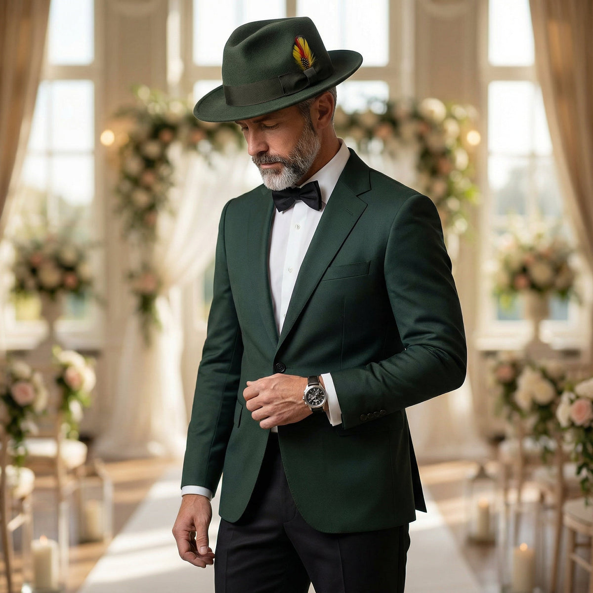 Olive Green Crushable Wool Felt Fedora Hat for Men – 100% Australian Wool