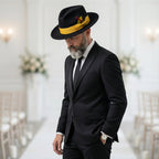 Crushable Black/Gold 100% Australian Wool Fedora Hat