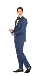Ferrecci Men's Reno Indigo Slim Fit Shawl Lapel 2 Piece Tuxedo Suit Set