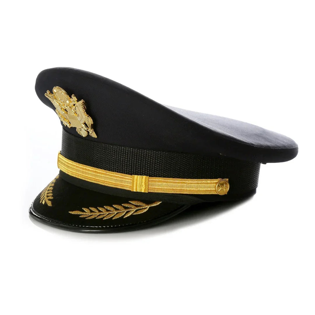 Captain Hat for Men & Women – Black Yacht, Boat & Pilot Cap with Eagle Crest | Ferrecci