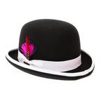 Premium Wool Black and White Derby Bowler Hat