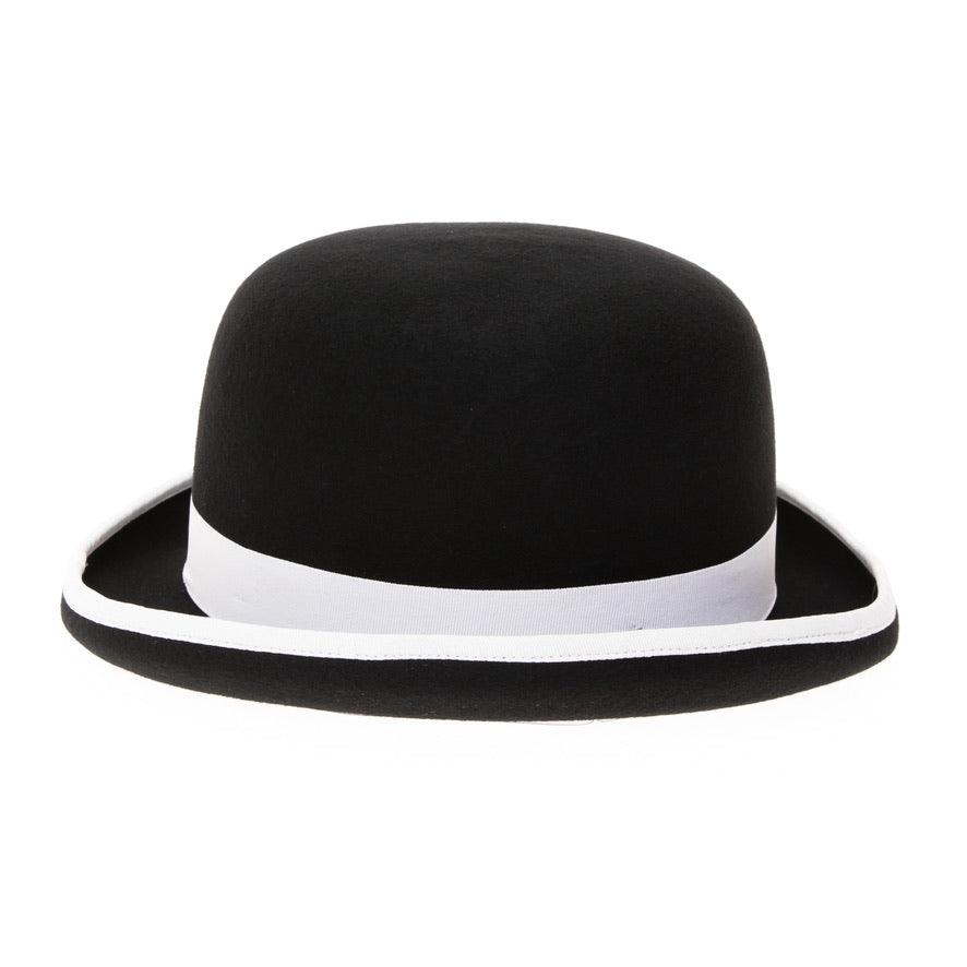 Premium Wool Black and White Derby Bowler Hat