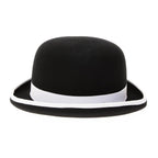 Premium Wool Black and White Derby Bowler Hat