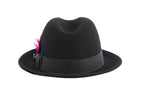 Ferrecci Brooks Soft 100% Australian Wool Felt Body With Removable Feather Black Hat Great For Travel.