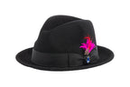 Ferrecci Brooks Soft 100% Australian Wool Felt Body With Removable Feather Black Hat Great For Travel.