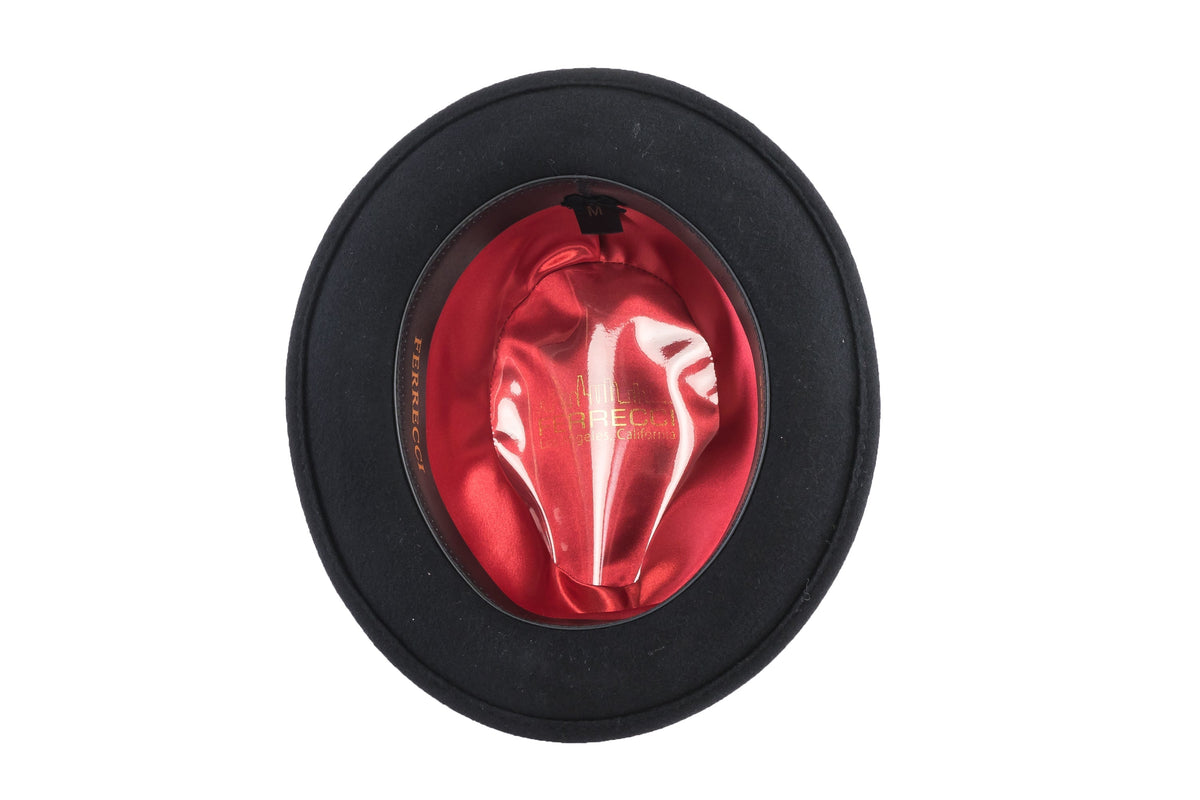 Ferrecci Brooks Soft 100% Australian Wool Felt Body With Removable Feather Black Hat Great For Travel