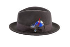 Ferrecci Brooks Trilby Soft 100% Australian Wool Felt Body with Removable Feather brown hat Great for Travel