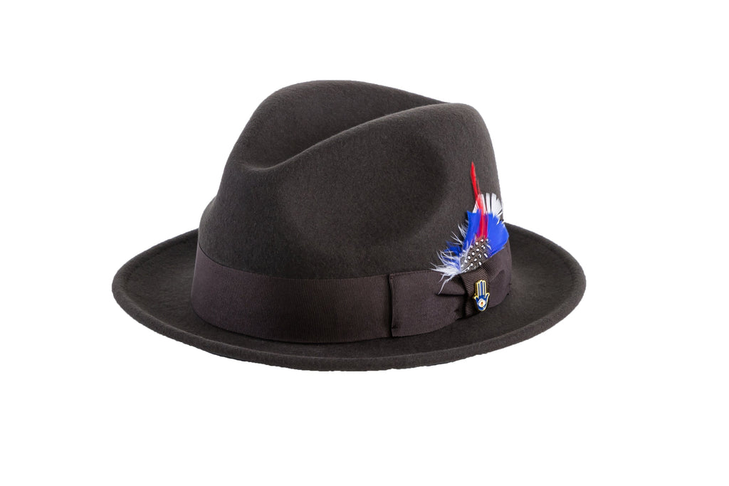 Ferrecci Brooks Trilby Soft 100% Australian Wool Felt Body with Removable Feather brown hat Great for Travel