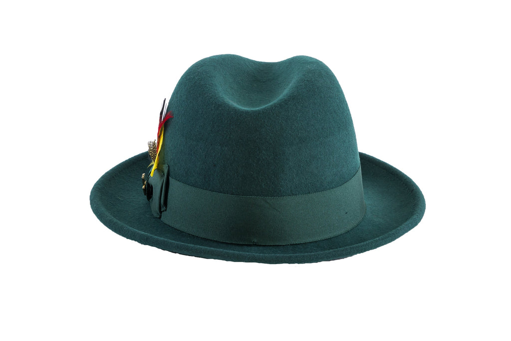 Ferrecci Brooks Soft 100% Australian Wool Felt Body With Removable Feather Hunter Green