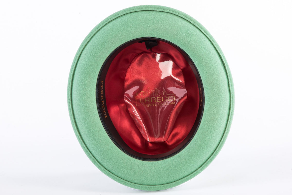 Ferrecci Brooks Trilby Soft 100% Australian Wool Felt Body with Removable Feather Lime Green Hat Great for Travel