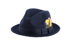 Ferrecci Brooks Soft 100% Australian Wool Felt Body With Removable Feather Navy Blue Hat Great For Travel.