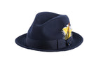 Ferrecci Brooks Soft 100% Australian Wool Felt Body With Removable Feather Navy Blue Hat Great For Travel