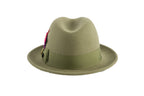 Ferrecci Brooks Trilby Soft 100% Australian Wool Felt Body with Removable Feather olive green hat Great for Travel