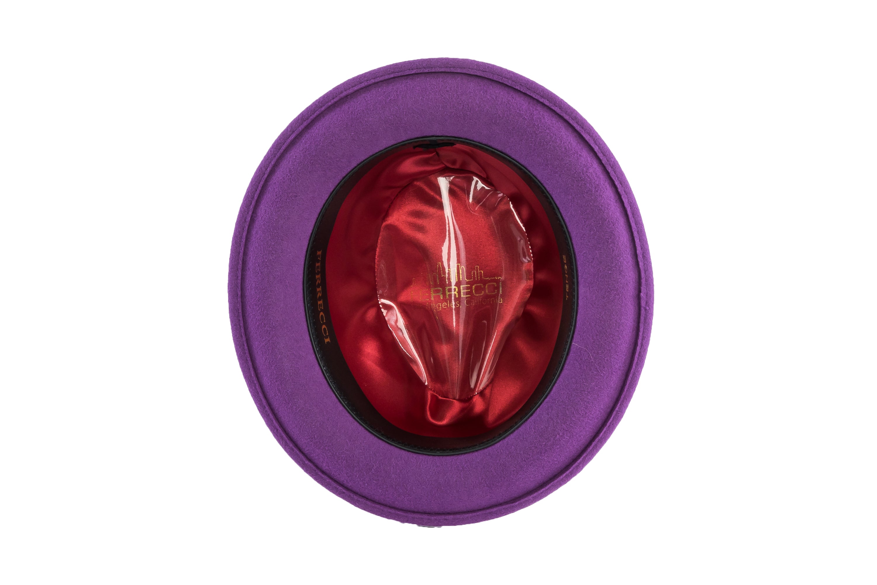 Ferrecci Brooks Soft 100% Australian Wool Felt Body with Removable Feather purple hat Great for Travel