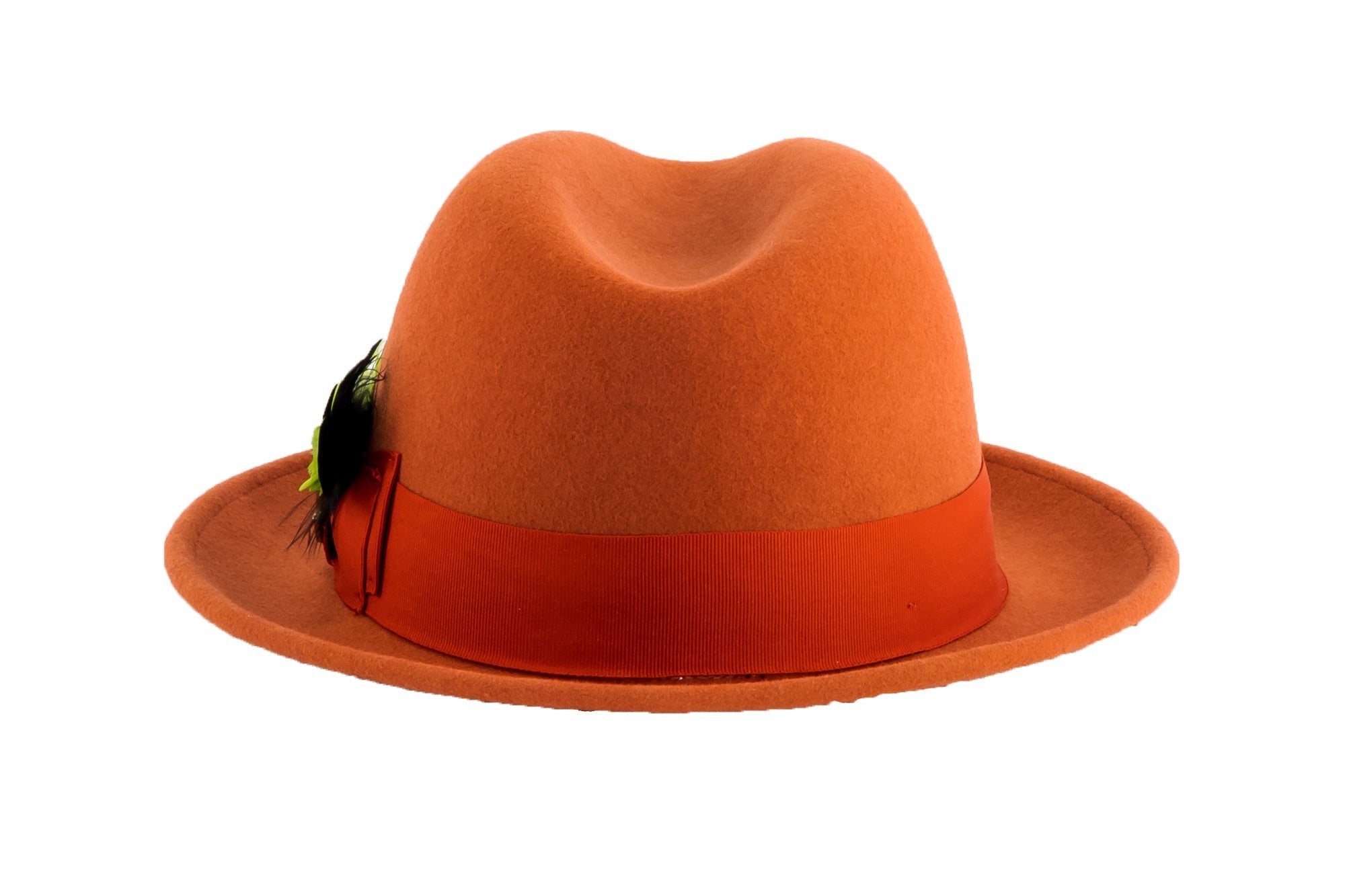 Ferrecci Brooks Soft 100% Australian Wool Felt Body with Removable Feather rust hat Great for Travel