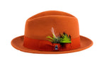 Ferrecci Brooks Soft 100% Australian Wool Felt Body with Removable Feather rust hat Great for Travel