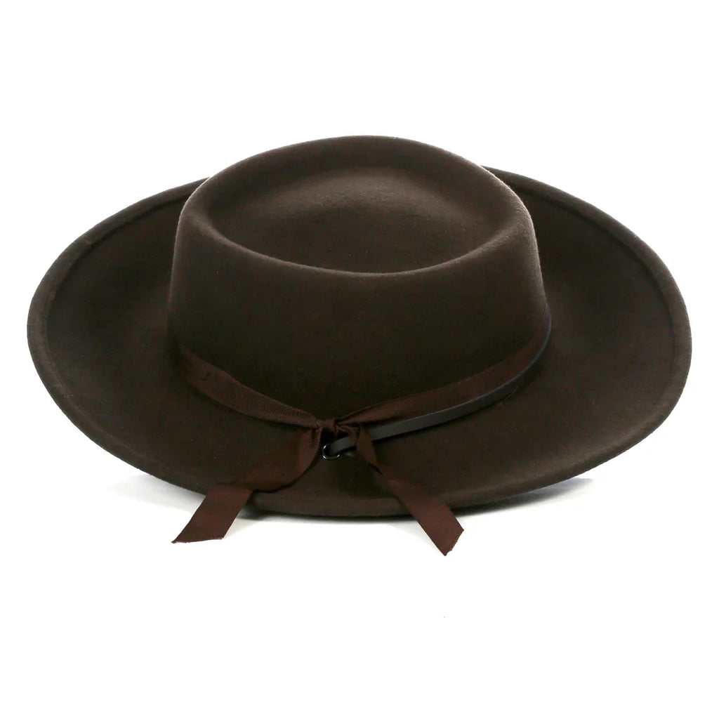 Dark Brown Wide Brim Fedora - Earp